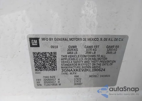 2019 Chevrolet Equinox Lt from USA, damaged, VIN 3GNAXKEV2KL190624